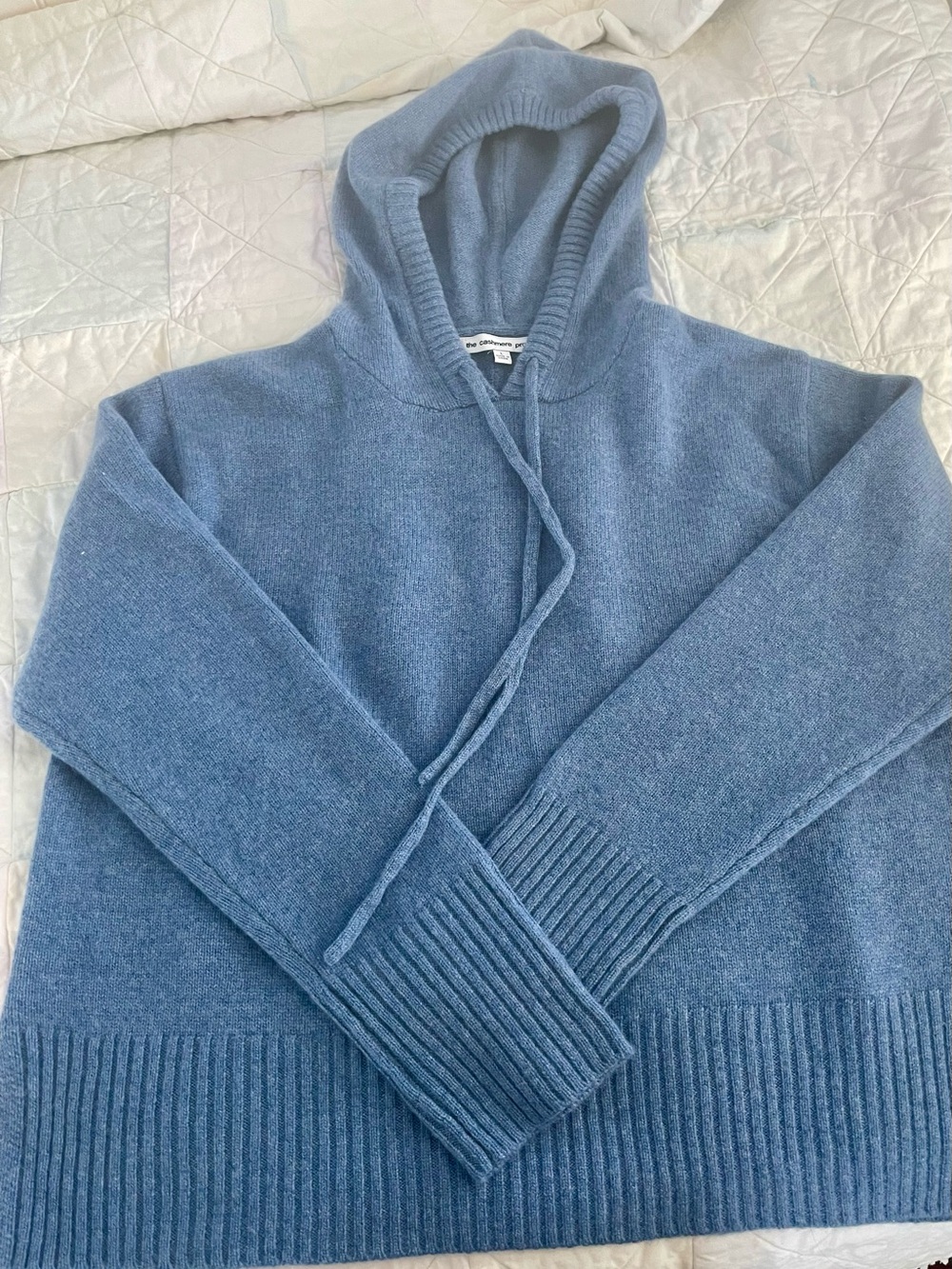 Women's Blue Knit Hooded Sweater